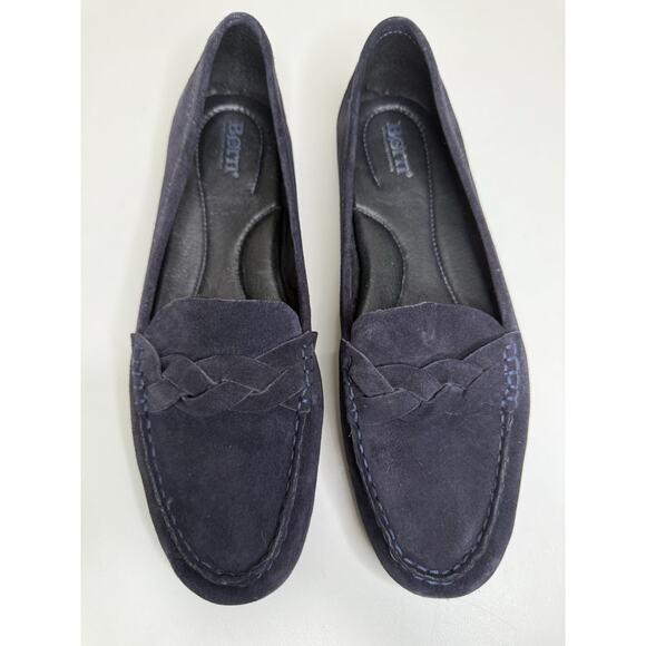 Born Kasa Driving Loafers Womens 11 M Navy Blue Suede Slip On Moccasin Flats - Picture 2 of 11